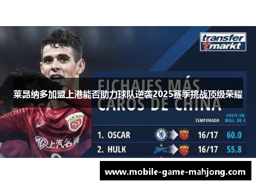 莱昂纳多加盟上港能否助力球队逆袭2025赛季挑战顶级荣耀
